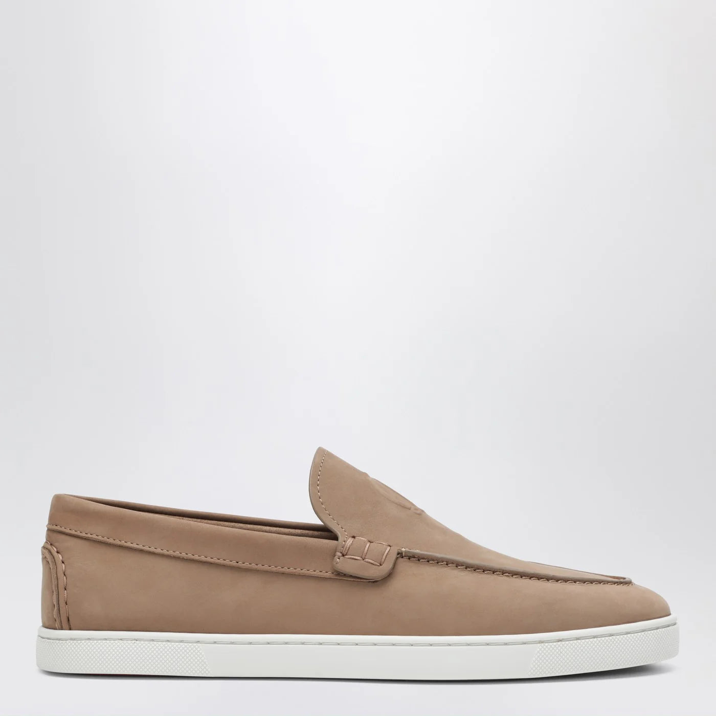 Beige Nubuck Leather Loafers with Rubber Sole for Comfort