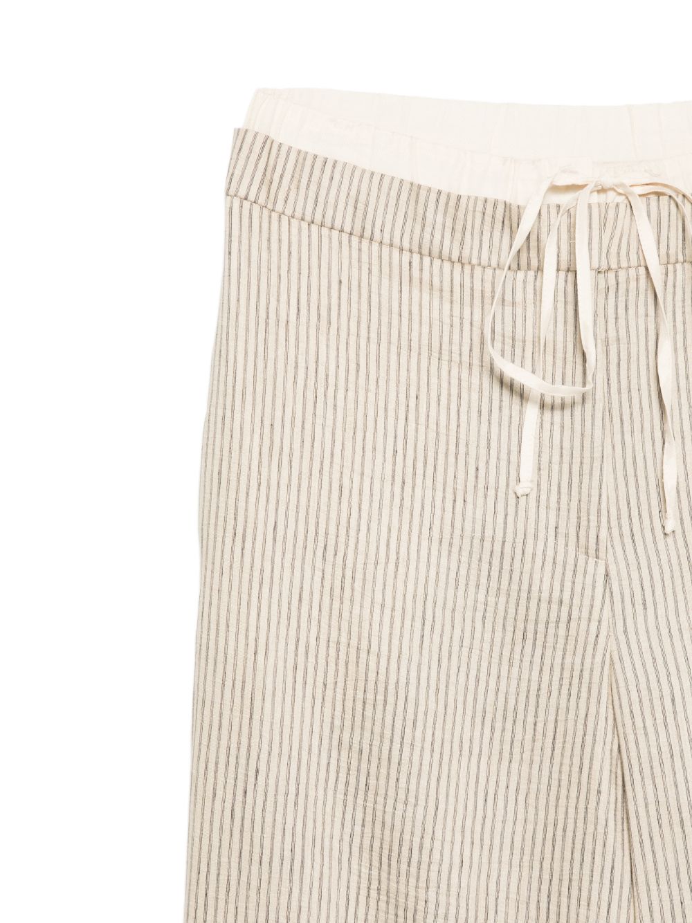 Beige Striped Drawstring Trousers for Breathable Comfort