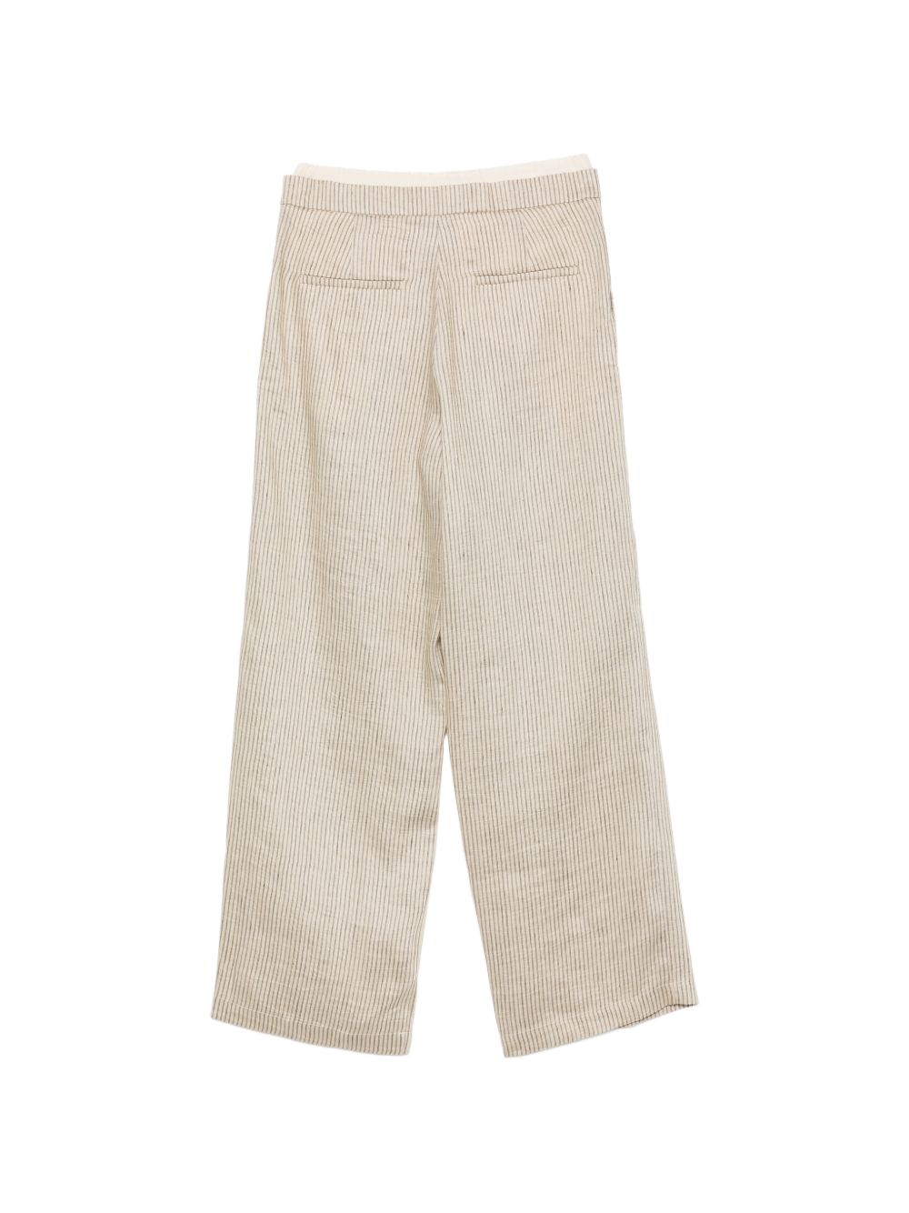 Beige Striped Drawstring Trousers for Breathable Comfort