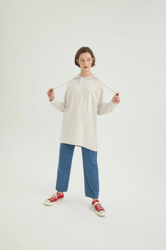 Beige Sweatshirt 100% Cotton-Sweatshirt-SAARADE-standard-beige-Urbanheer