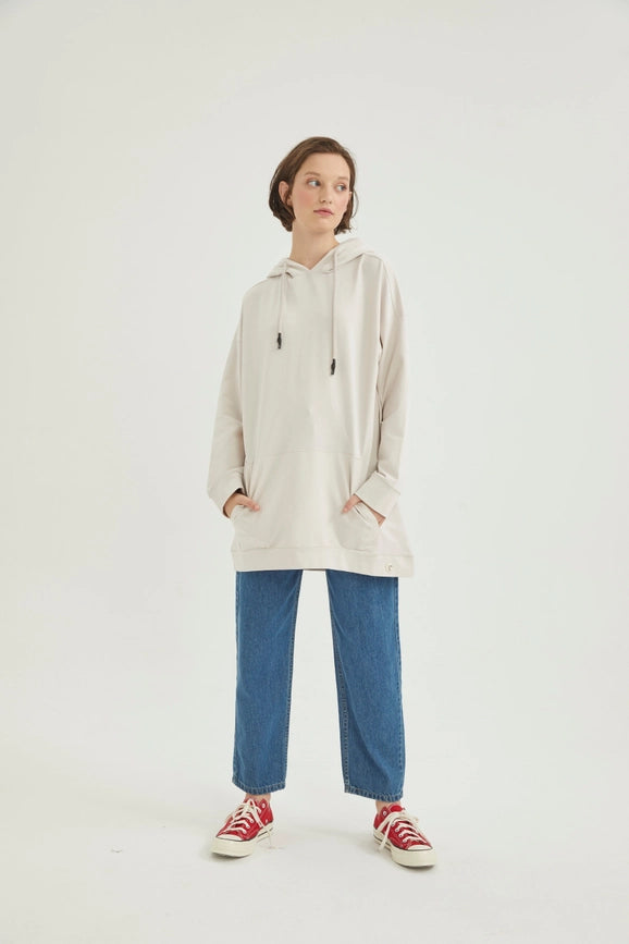 Beige Sweatshirt 100% Cotton-Sweatshirt-SAARADE-standard-beige-Urbanheer