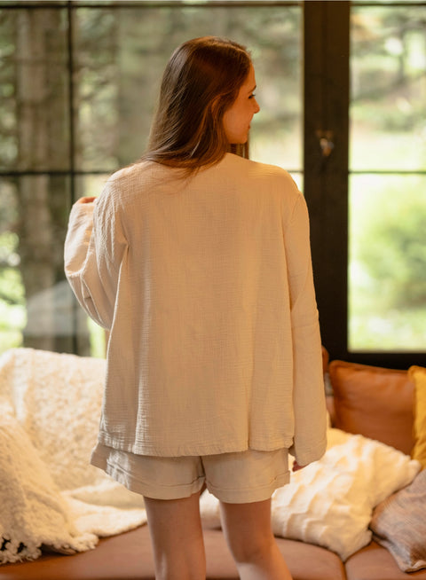 Top & Shorts Crinkle Cotton Lounge Wear Set