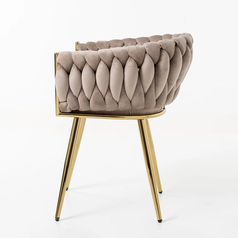 Beige Velvet Seat Chair And Gold Frame-Chair-Gdeco-29.9 x 24.8 x 23.8 in (76 x 63 x 60.5 cm)-Urbanheer