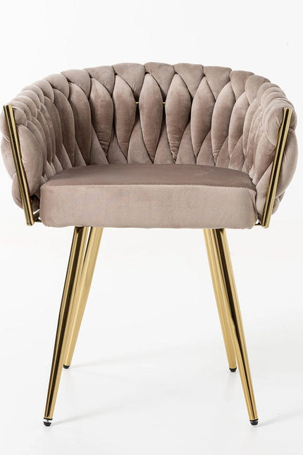 Beige Velvet Seat Chair And Gold Frame