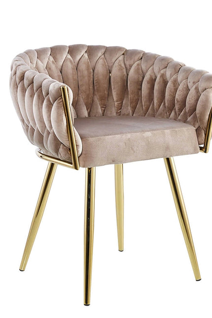 Beige Velvet Seat Chair And Gold Frame