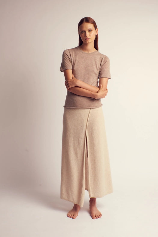 Belinda Cashmere Knitted T-Shirt Brown-T-Shirt-Leap Concept-S-Brown-Urbanheer