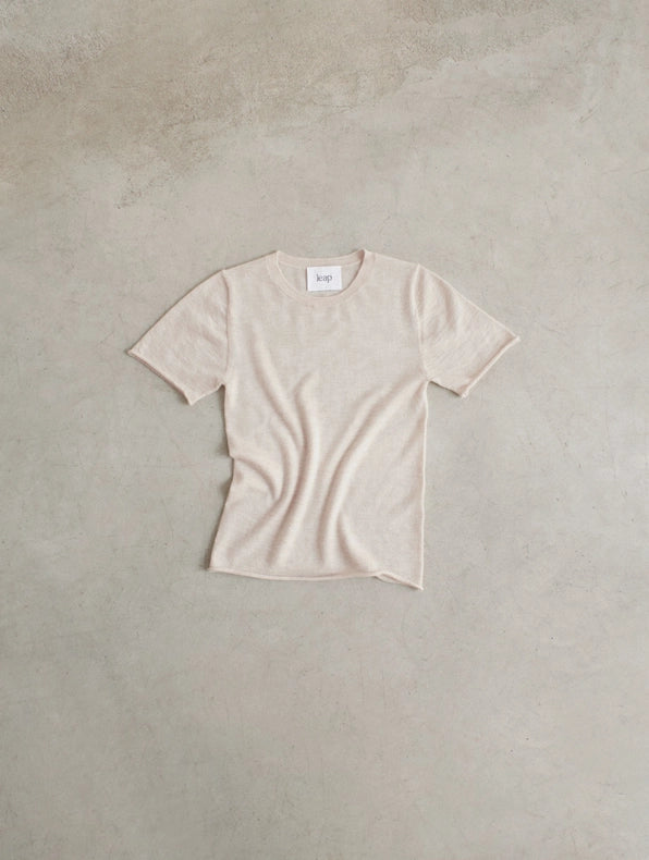 Belinda Cashmere Knitted T-Shirt Ecru-T-Shirt-Leap Concept-S-Ecru-Urbanheer