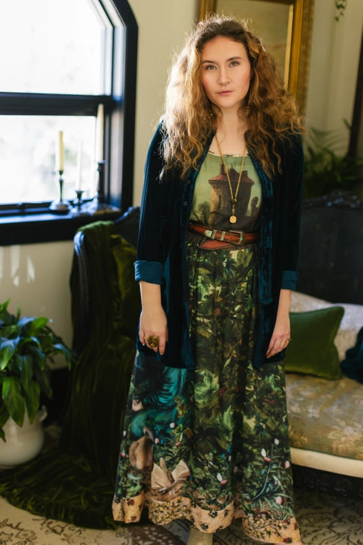 Bella Notte Bohéme Bamboo Slip Dress with Moon and Rabbit-Dress-Market of Stars-S/M-Urbanheer