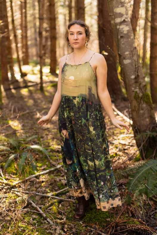 Bella Notte Bohéme Bamboo Slip Dress with Moon and Rabbit-Dress-Market of Stars-S/M-Urbanheer