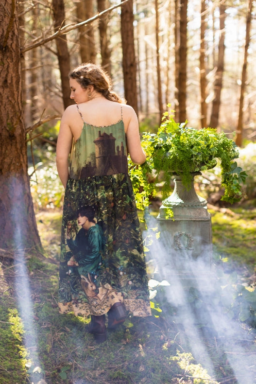 Bella Notte Bohéme Bamboo Slip Dress with Moon and Rabbit-Dress-Market of Stars-S/M-Urbanheer