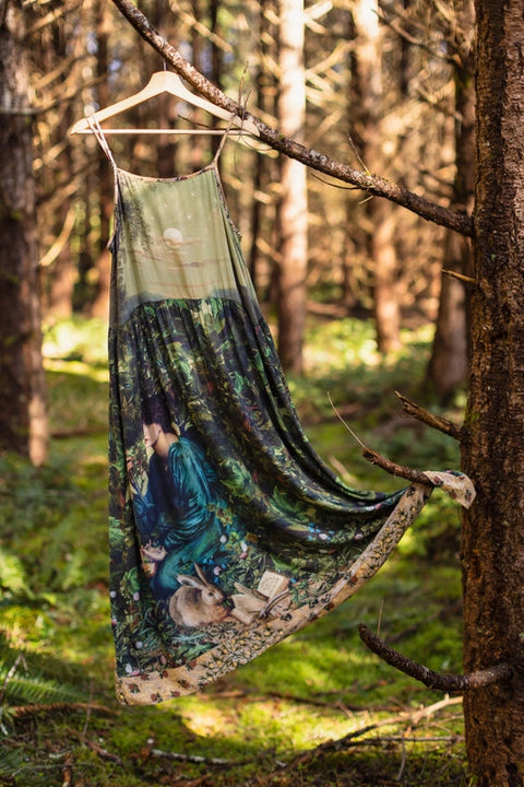 Bella Notte Bohéme Bamboo Slip Dress with Moon and Rabbit-Dress-Market of Stars-S/M-Urbanheer