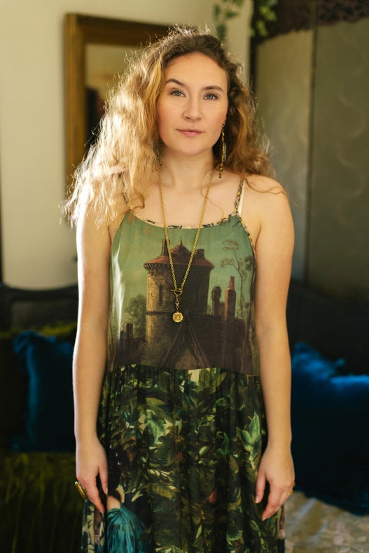 Bella Notte Bohéme Bamboo Slip Dress with Moon and Rabbit-Dress-Market of Stars-S/M-Urbanheer