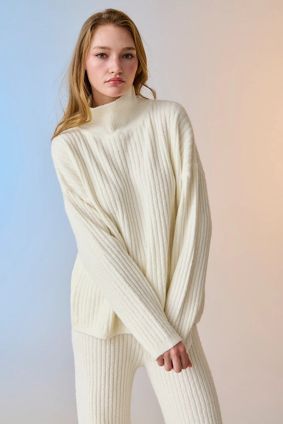 Bella Soft Rib Knit Top and Pants Set Cream-Set-Papermoon-S-Cream-Urbanheer