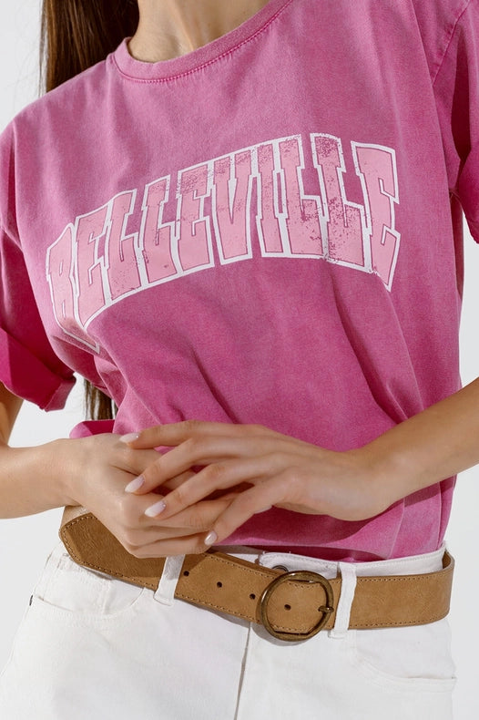 Belleville T-Shirt with Washed Effect in Pink
