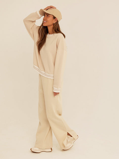 Bellona Triblend Fleece Collegiate Wide Leg Pant