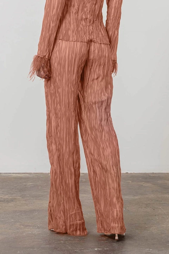 Belted Crinkled Wide Leg Pants-Pants-Moon River-XS-TERRACOTTA-Urbanheer