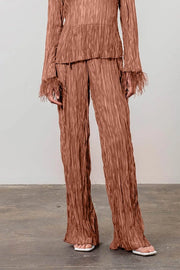 Belted Crinkled Wide Leg Pants-Pants-Moon River-XS-TERRACOTTA-Urbanheer