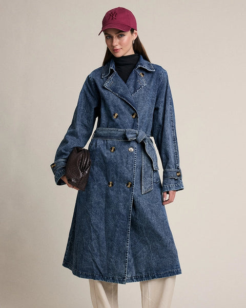 Belted Denim Trench Coat