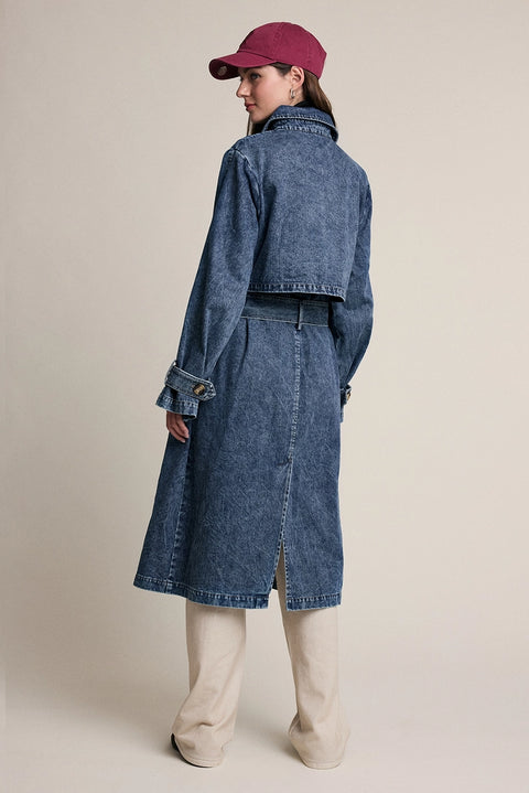 Belted Denim Trench Coat