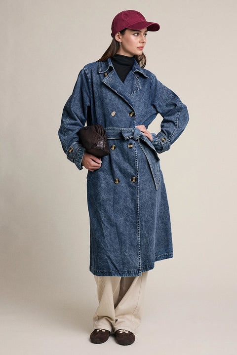 Belted Denim Trench Coat