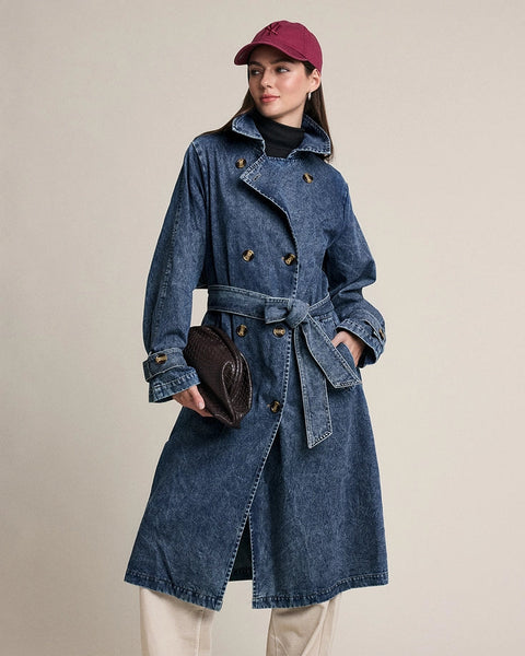 Belted Denim Trench Coat