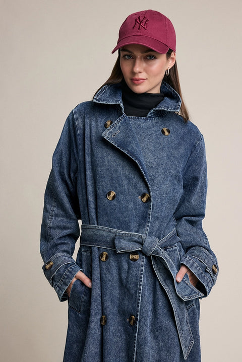Belted Denim Trench Coat
