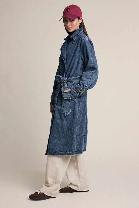 Belted Denim Trench Coat