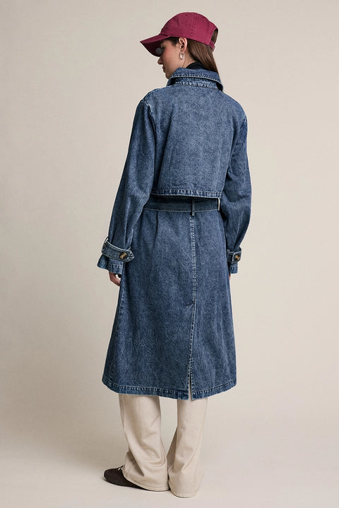 Belted Denim Trench Coat