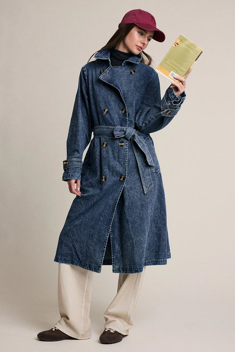 Belted Denim Trench Coat