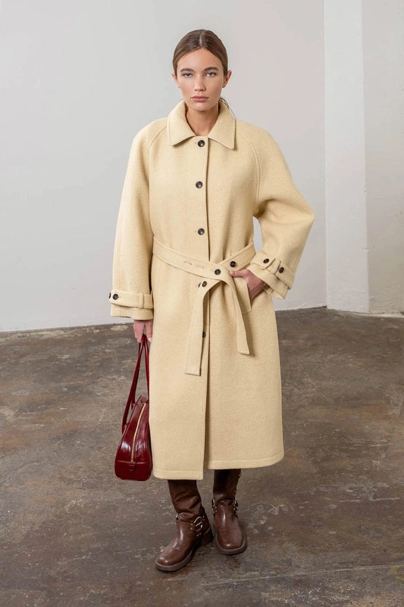 Belted Duster Overcoat-Coat-Moon River-XS-LIGHT YELLOW-Urbanheer