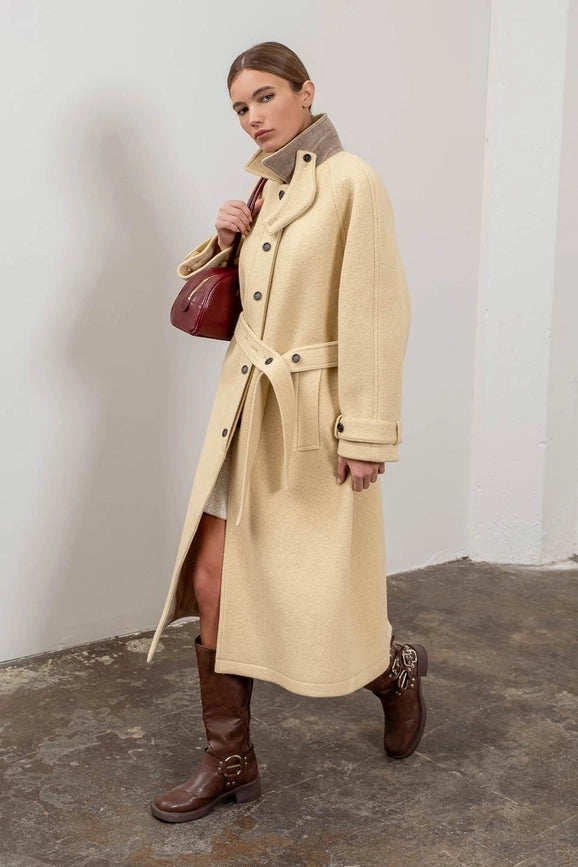 Belted Duster Overcoat-Coat-Moon River-XS-LIGHT YELLOW-Urbanheer