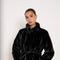 Belted Faux-Fur Jacket with A Stand-Up Collar