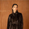 Belted Faux-Fur Jacket with A Stand-Up Collar