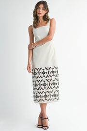 Belted Shift Dress with Embroidery-Dress-Endless Blu-S-Beige-Urbanheer