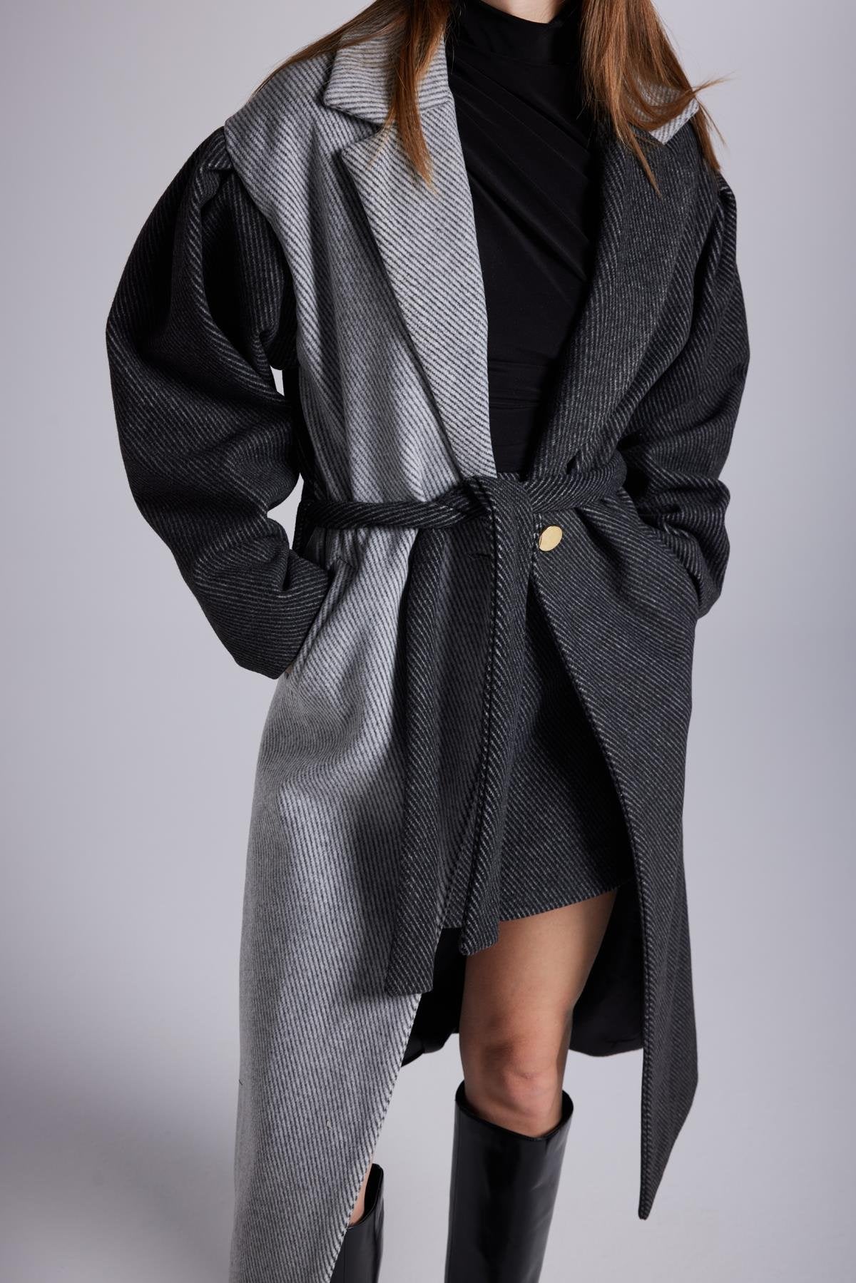 Belted Single Buttoned Maxi Grey Cashmere Mira Trench Coat-Trench Coats-Buy Me Fur Ltd-Gray-XS-Acrylic-Urbanheer