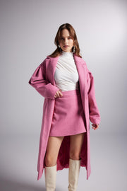 Belted Single Buttoned Maxi Pink Cashmere Mira Trench Coat-Trench Coats-Buy Me Fur Ltd-Pink-S-Acrylic-Urbanheer
