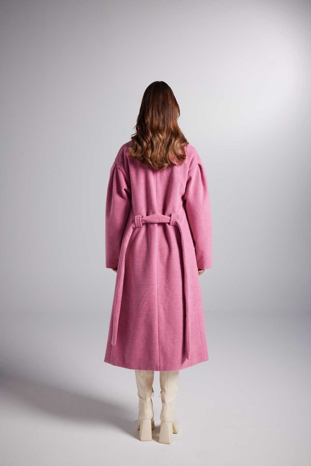 Belted Single Buttoned Maxi Pink Cashmere Mira Trench Coat-Trench Coats-Buy Me Fur Ltd-Pink-S-Acrylic-Urbanheer
