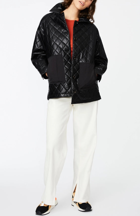 Bernardo Faux Leather Quilted Shirt Jacket-Jacket-Bernardo-XS-Black-Urbanheer