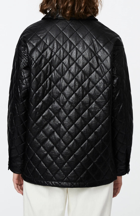 Bernardo Faux Leather Quilted Shirt Jacket-Jacket-Bernardo-XS-Black-Urbanheer