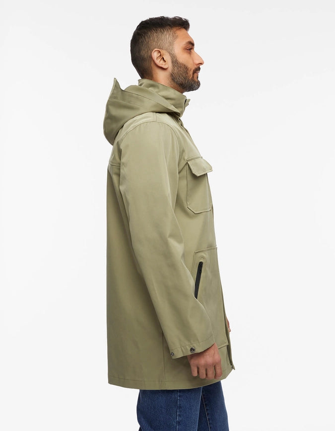 Bernardo Mens Tech Raincoat with Removable Hood-Raincoat-Bernardo-XS-Olive Rust-Urbanheer
