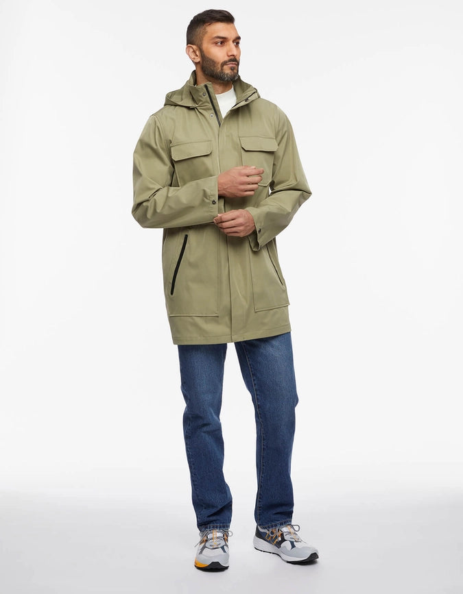 Bernardo Mens Tech Raincoat with Removable Hood-Raincoat-Bernardo-XS-Olive Rust-Urbanheer