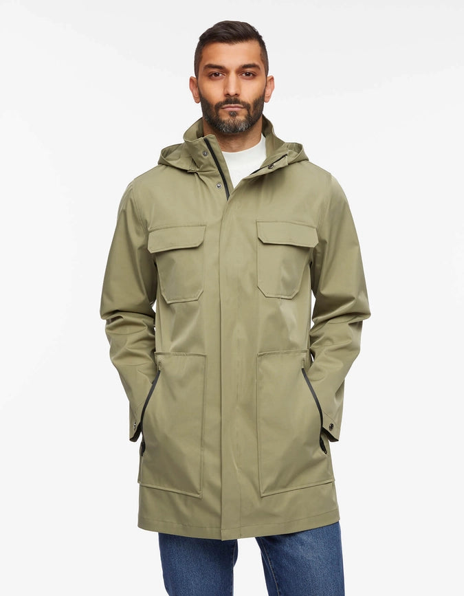 Bernardo Mens Tech Raincoat with Removable Hood-Raincoat-Bernardo-XS-Olive Rust-Urbanheer