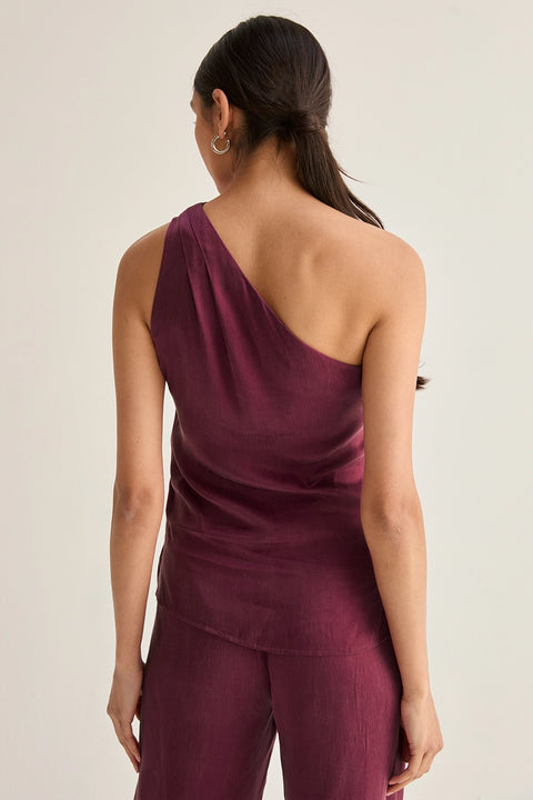 Bethany One-Shoulder Cupro Blouse