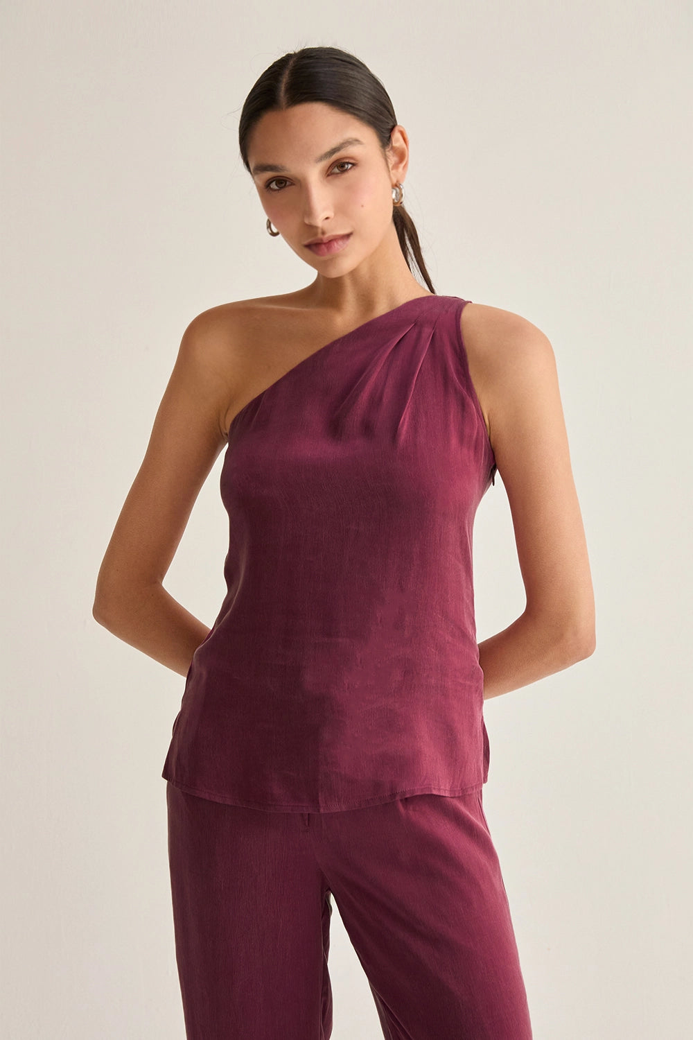 Bethany One-Shoulder Cupro Blouse