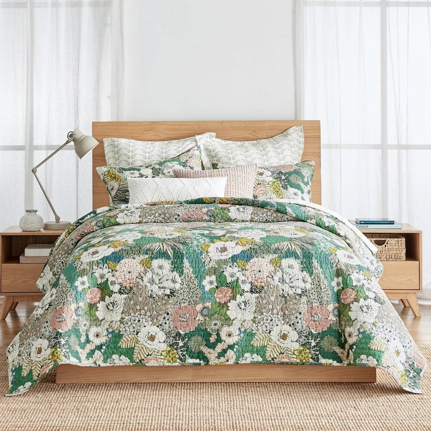 Bettina Floral Quilt Set-Set-Levtex Home-Twin/Twin XL-Green-Urbanheer