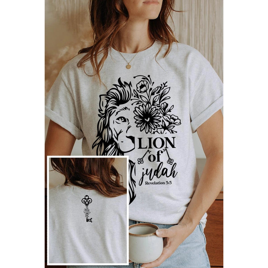 Bible Verse Front Back Graphic Heavyweight T Shirt-T-Shirt-Pink Irene Wholesale-1x-Ash-Urbanheer