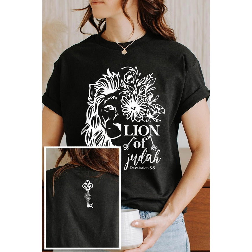 Bible Verse Front Back Graphic Heavyweight T Shirt-T-Shirt-Pink Irene Wholesale-1x-Black-Urbanheer