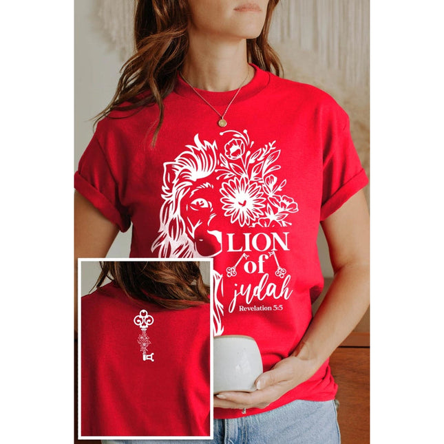 Bible Verse Front Back Graphic Heavyweight T Shirt-T-Shirt-Pink Irene Wholesale-1x-Red-Urbanheer