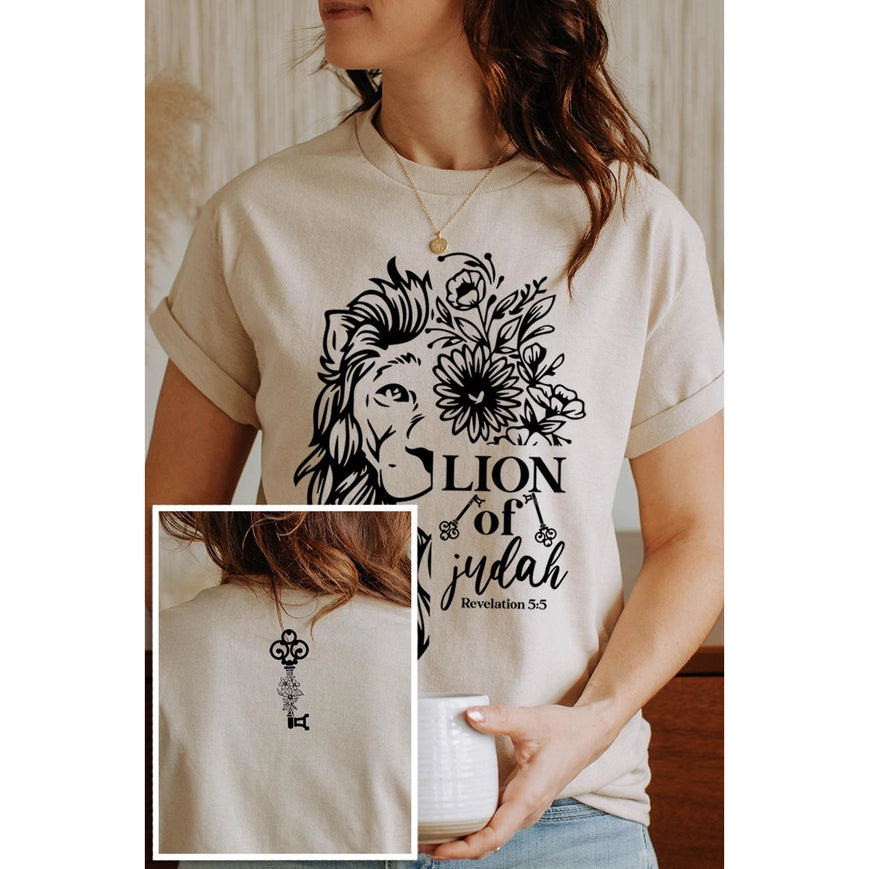 Bible Verse Front Back Graphic Heavyweight T Shirt-T-Shirt-Pink Irene Wholesale-1x-Sand-Urbanheer