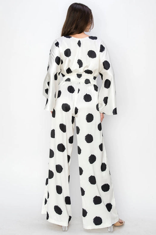 Big Bold Dot Long Sleeve Top & Pants Set-Set-One n' More Inc.-S-CREAM/BLACK-Urbanheer